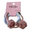 Milk coffee style bow hair band, Korean simple leather band, French retro versatile hair tie, new popular hair tie and hair accessory Item Picture